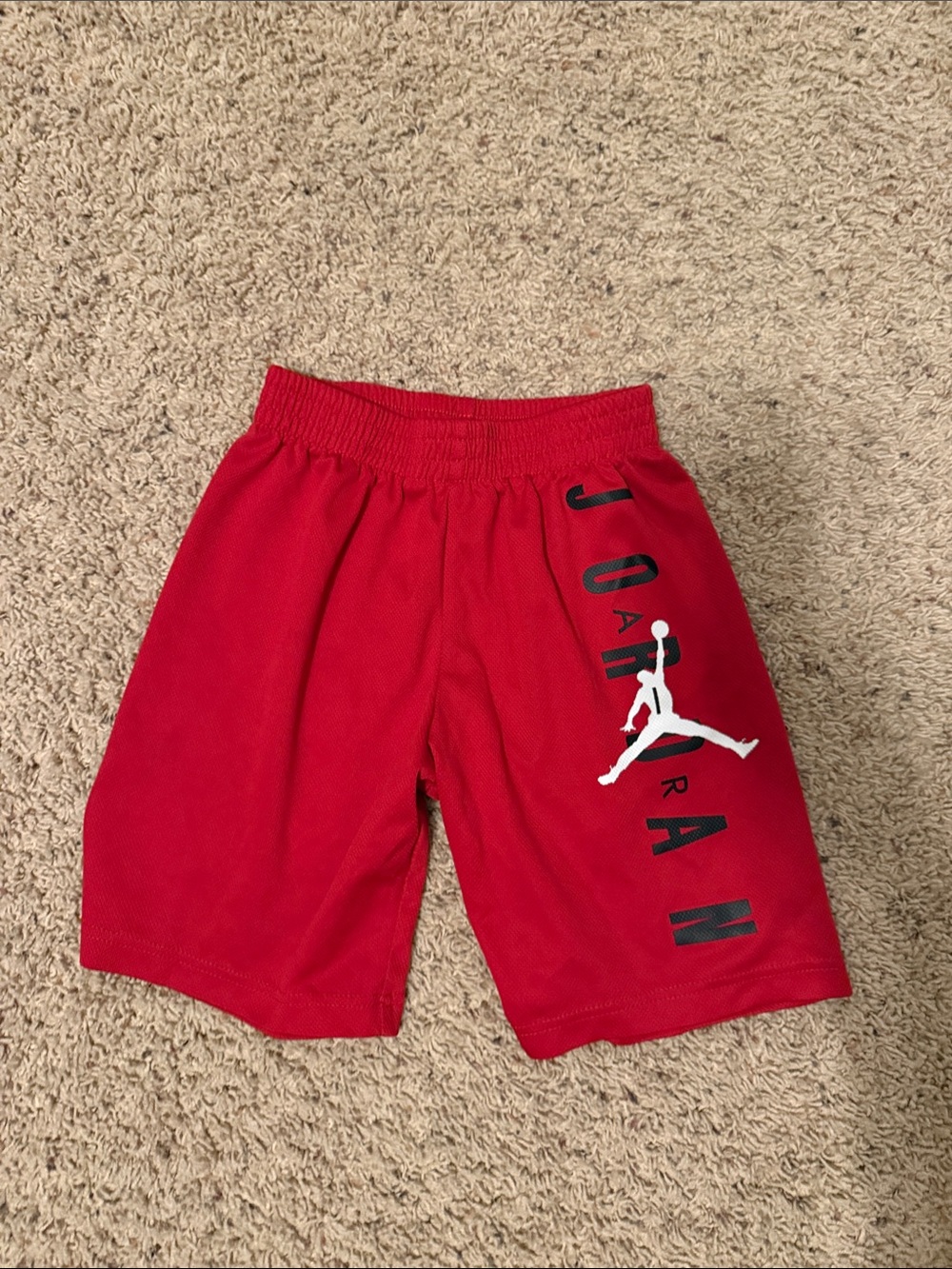 Jordan Boys Red Athletic Mesh Shorts with White Jumpman